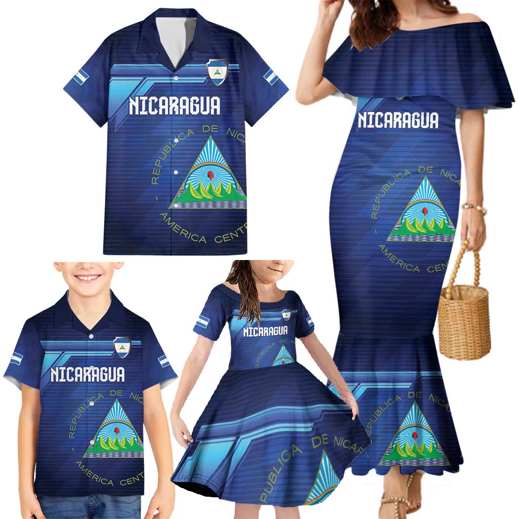 Nicaragua Football Custom Family Matching Mermaid Dress and Hawaiian Shirt Come On Los Pinoleros