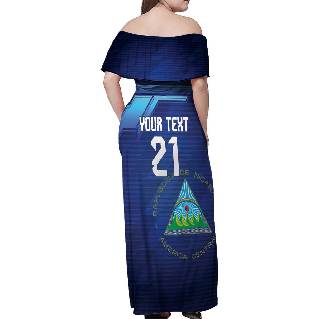 Nicaragua Football Custom Family Matching Off Shoulder Maxi Dress and Hawaiian Shirt Come On Los Pinoleros