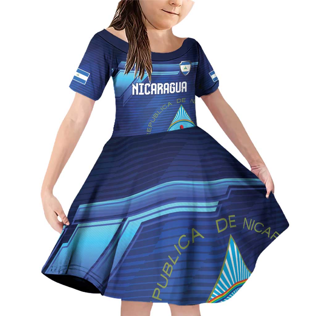 Nicaragua Football Custom Family Matching Off Shoulder Short Dress and Hawaiian Shirt Come On Los Pinoleros