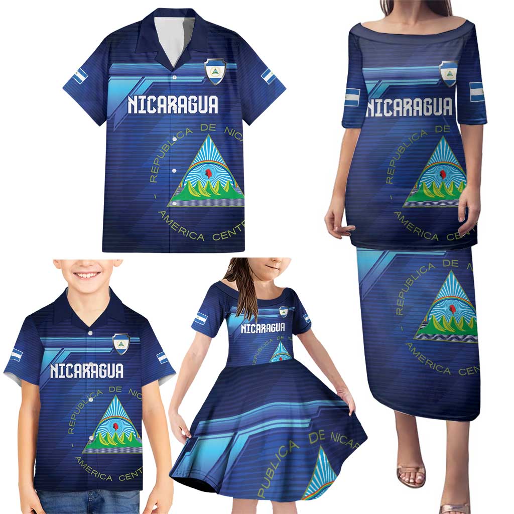 Nicaragua Football Custom Family Matching Puletasi and Hawaiian Shirt Come On Los Pinoleros