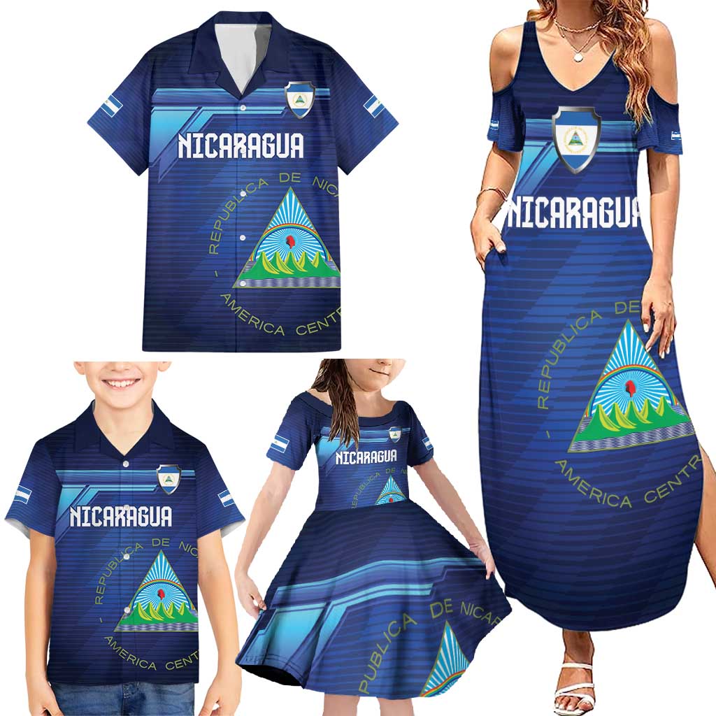 Nicaragua Football Custom Family Matching Summer Maxi Dress and Hawaiian Shirt Come On Los Pinoleros