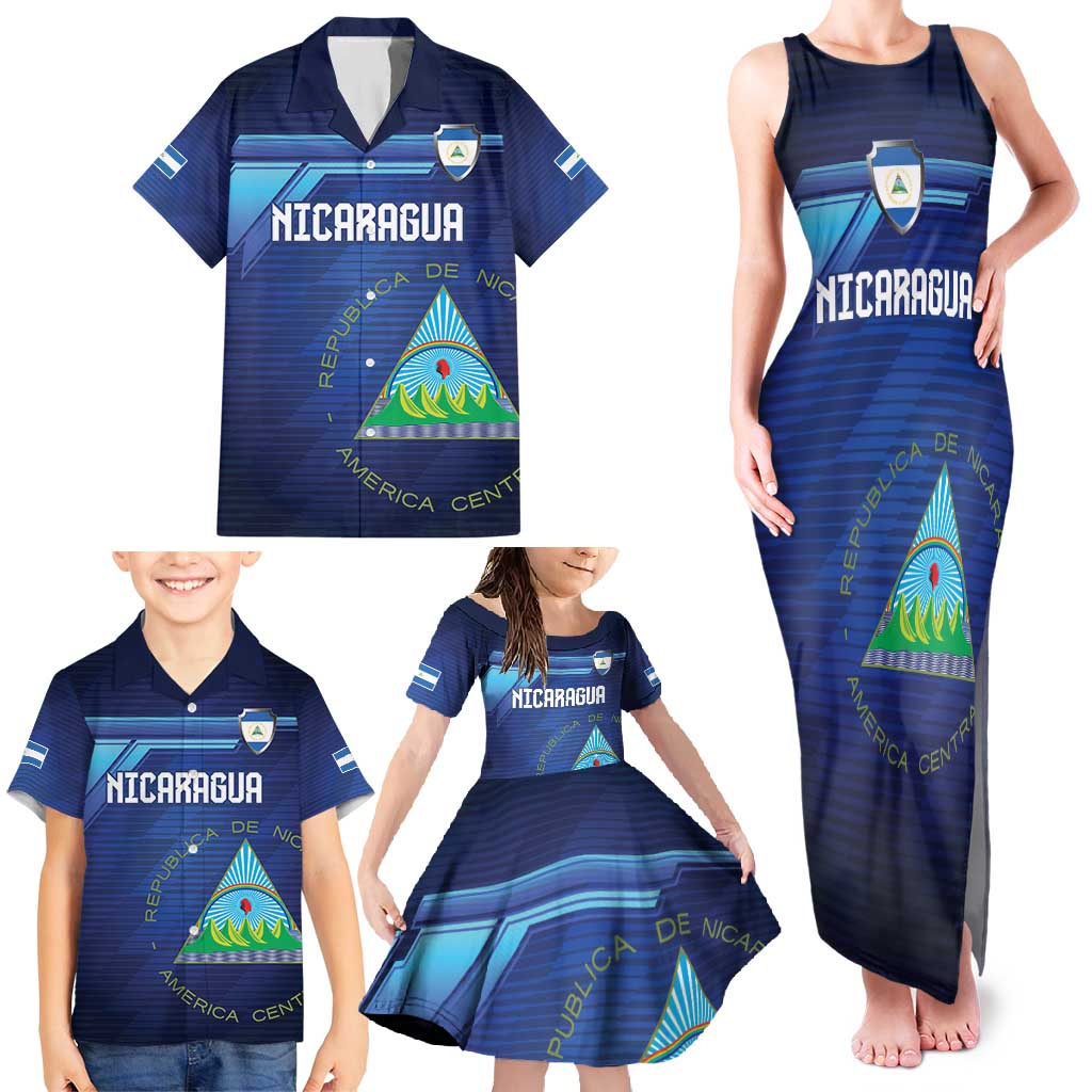Nicaragua Football Custom Family Matching Tank Maxi Dress and Hawaiian Shirt Come On Los Pinoleros