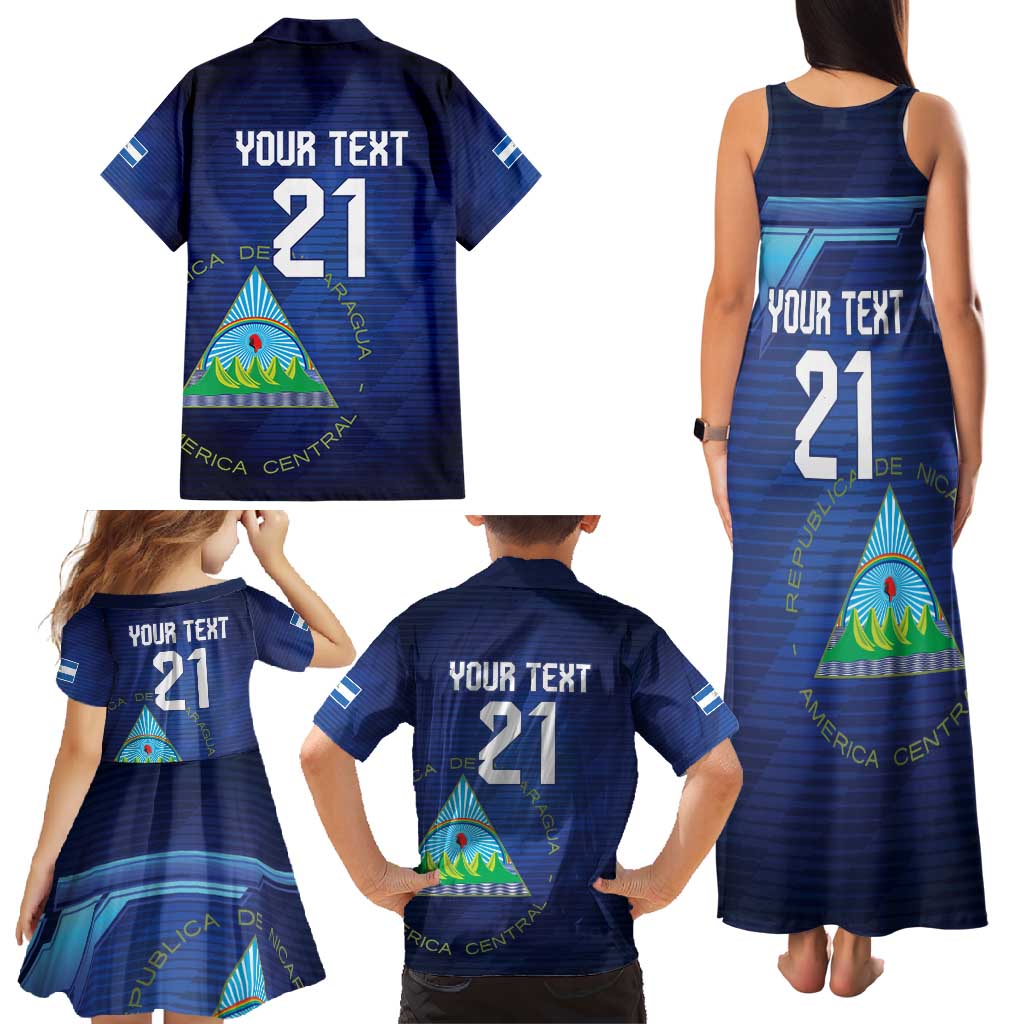 Nicaragua Football Custom Family Matching Tank Maxi Dress and Hawaiian Shirt Come On Los Pinoleros