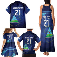 Nicaragua Football Custom Family Matching Tank Maxi Dress and Hawaiian Shirt Come On Los Pinoleros