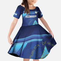 Nicaragua Football Custom Kid Short Sleeve Dress Come On Los Pinoleros