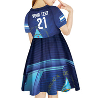Nicaragua Football Custom Kid Short Sleeve Dress Come On Los Pinoleros