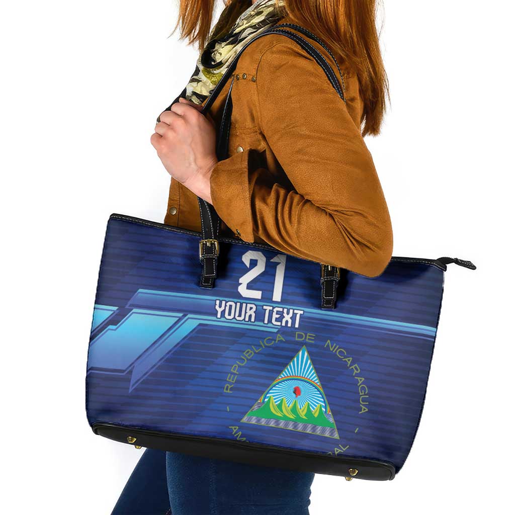 Nicaragua Football Custom Leather Tote Bag Come On Los Pinoleros