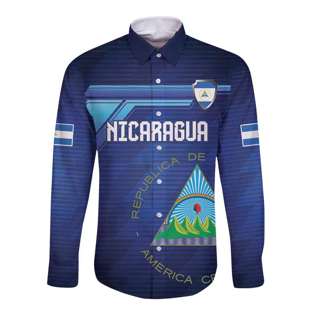 Nicaragua Football Custom Long Sleeve Button Shirt Come On Los Pinoleros