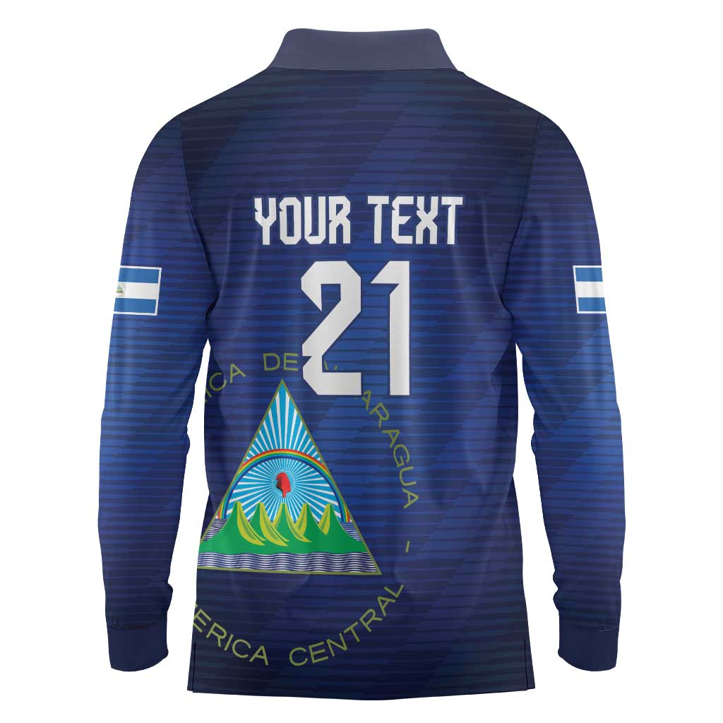 Nicaragua Football Custom Long Sleeve Polo Shirt Come On Los Pinoleros