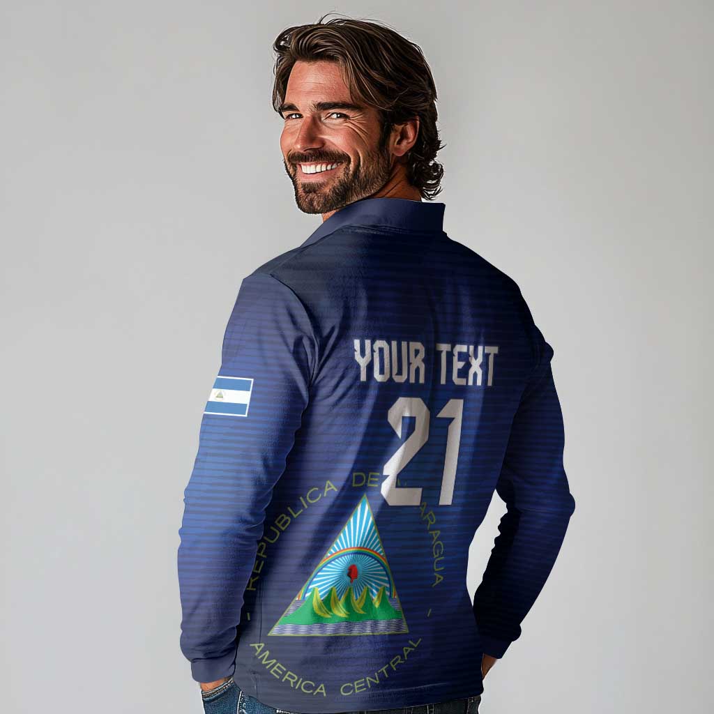 Nicaragua Football Custom Long Sleeve Polo Shirt Come On Los Pinoleros