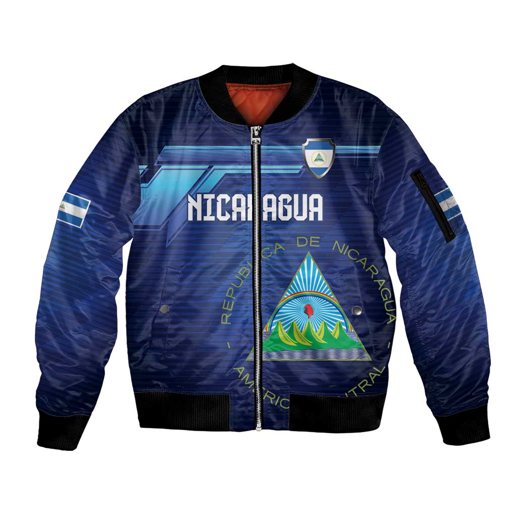 Nicaragua Football Custom Sleeve Zip Bomber Jacket Come On Los Pinoleros