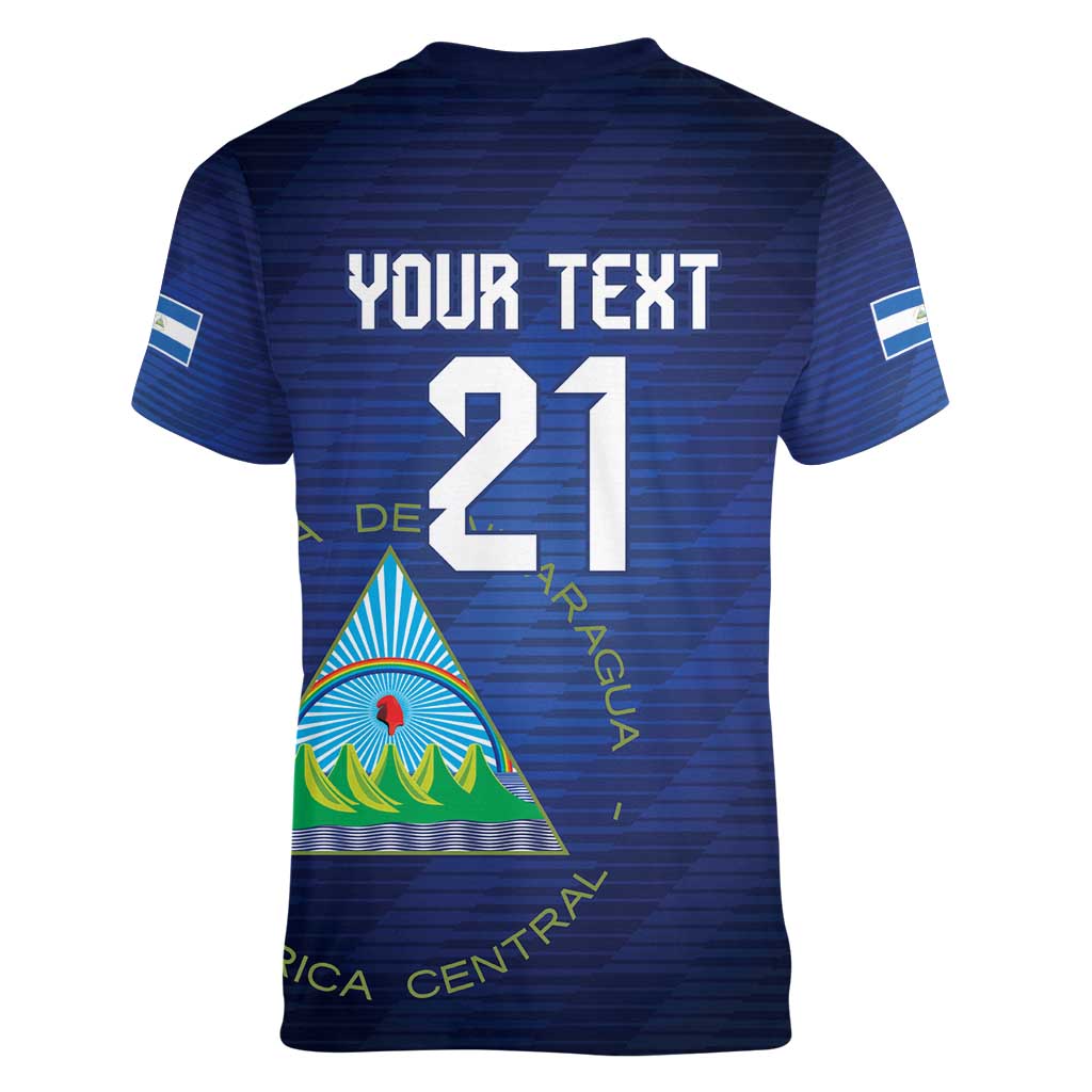 Nicaragua Football Custom Women V-Neck T-Shirt Come On Los Pinoleros