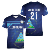 Nicaragua Football Custom Women V-Neck T-Shirt Come On Los Pinoleros