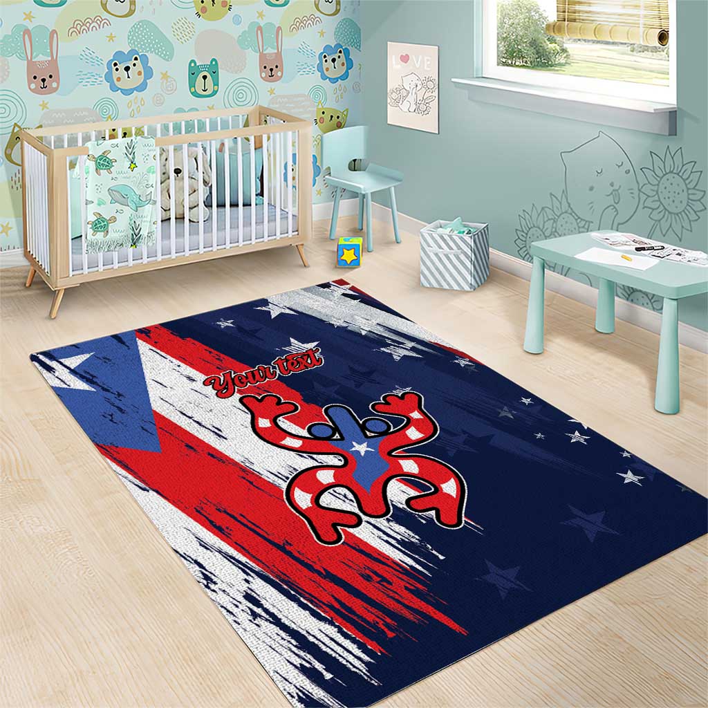 Personalized Puerto Rico American Area Rug Boricua Taino Frog