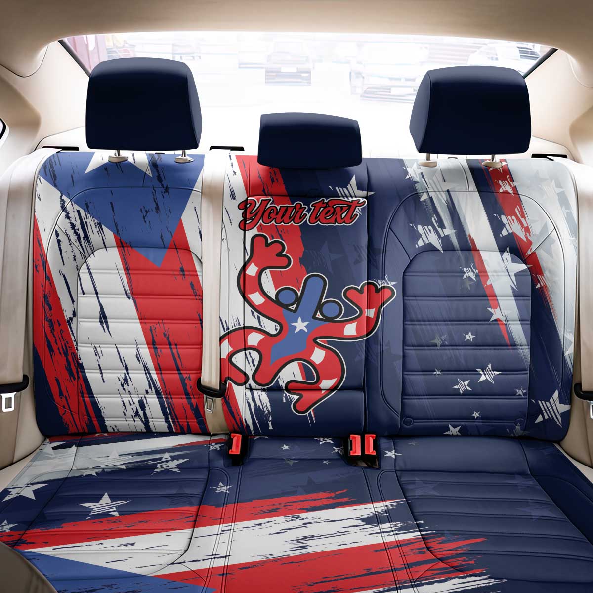 Personalized Puerto Rico American Back Car Seat Cover Boricua Taino Frog