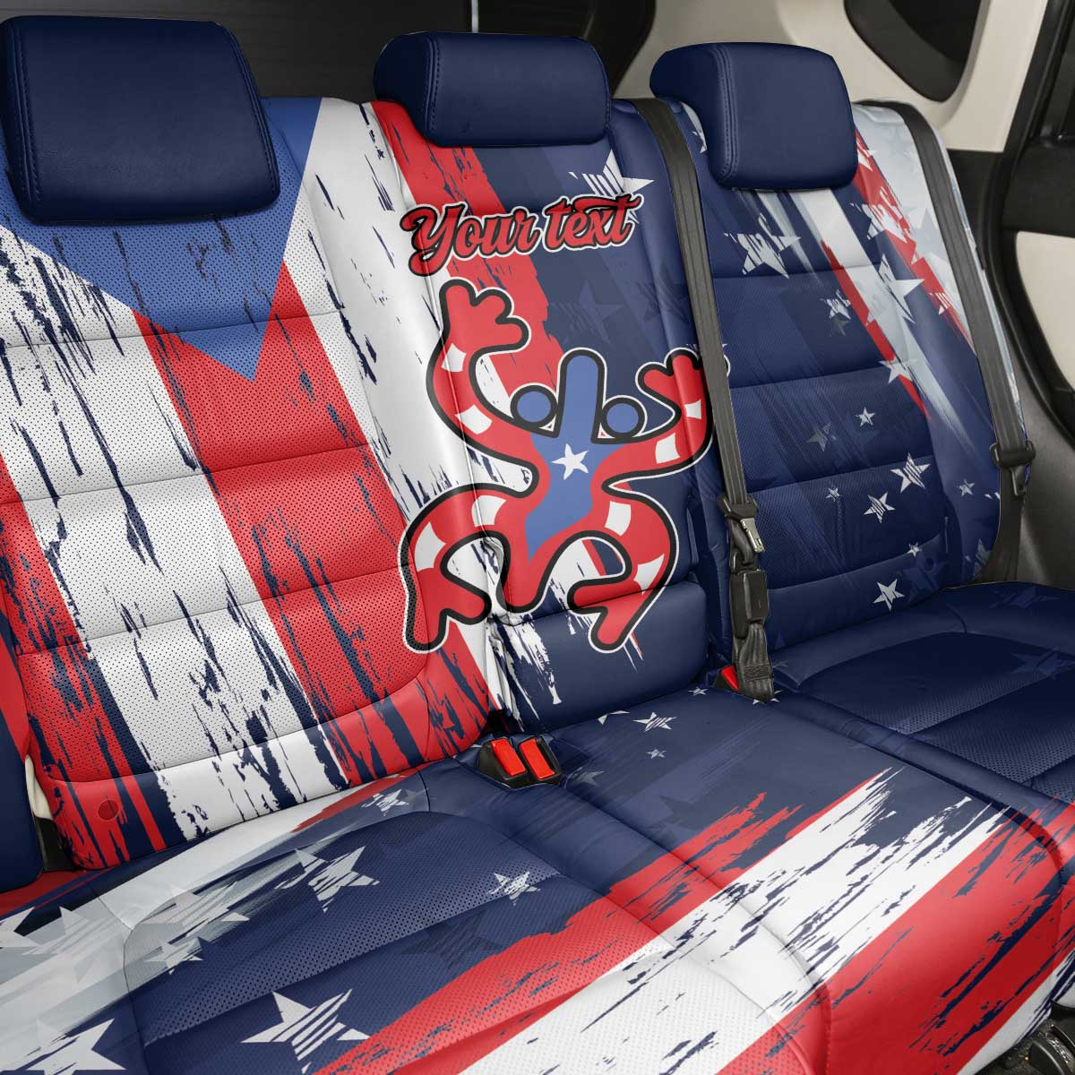 Personalized Puerto Rico American Back Car Seat Cover Boricua Taino Frog