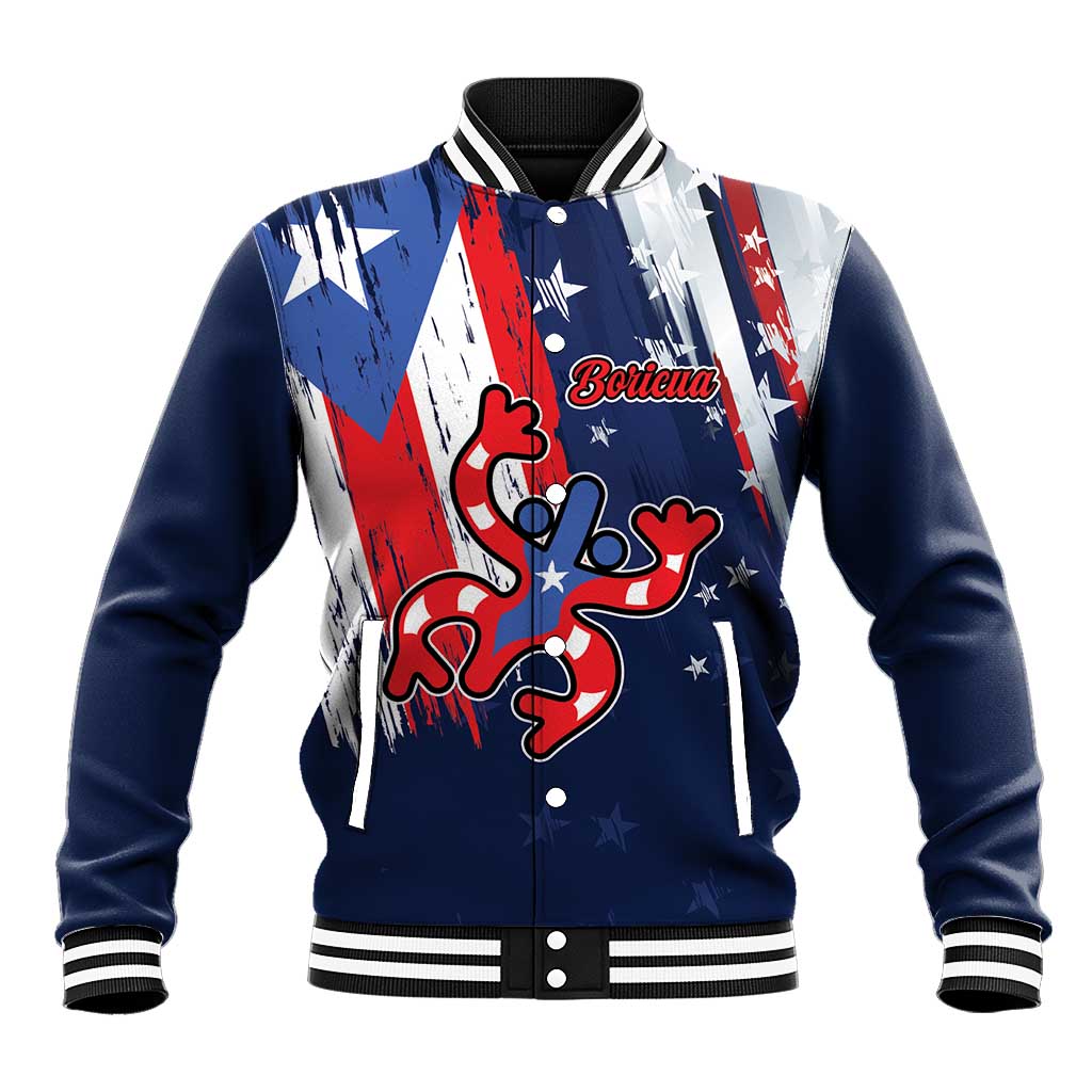 Personalized Puerto Rico American Baseball Jacket Boricua Taino Frog
