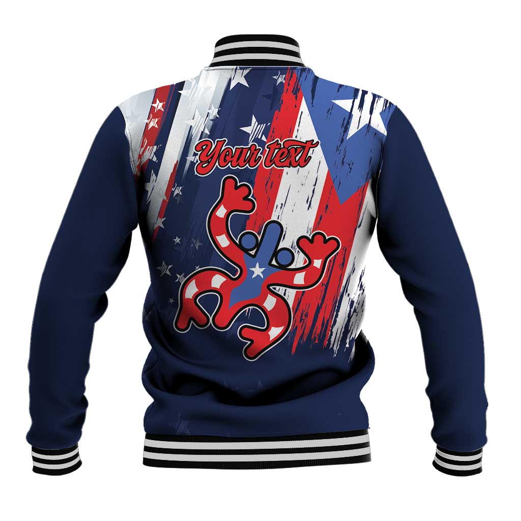 Personalized Puerto Rico American Baseball Jacket Boricua Taino Frog