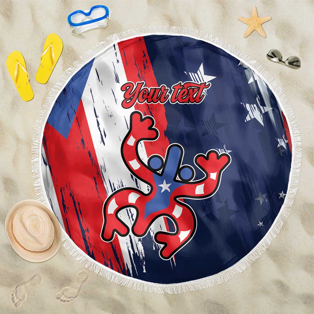 Personalized Puerto Rico American Beach Blanket Boricua Taino Frog