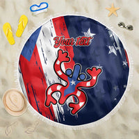 Personalized Puerto Rico American Beach Blanket Boricua Taino Frog