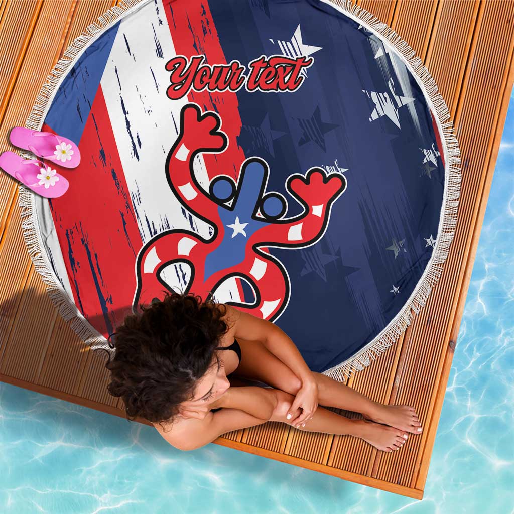 Personalized Puerto Rico American Beach Blanket Boricua Taino Frog