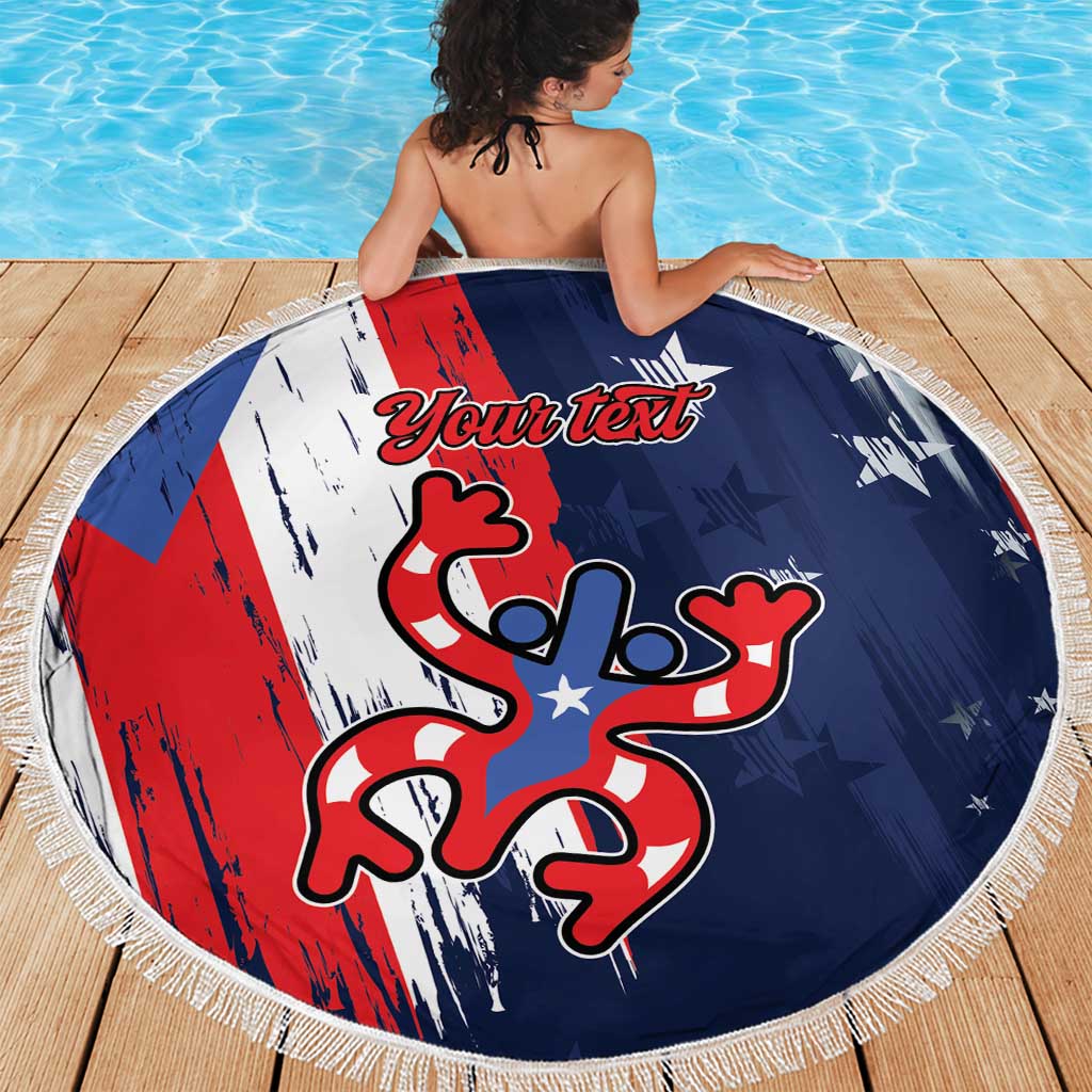 Personalized Puerto Rico American Beach Blanket Boricua Taino Frog