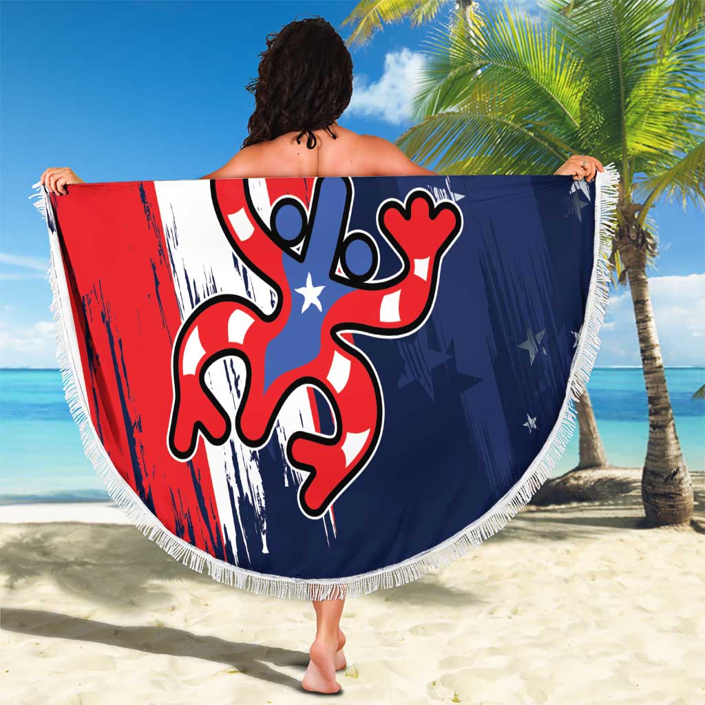 Personalized Puerto Rico American Beach Blanket Boricua Taino Frog