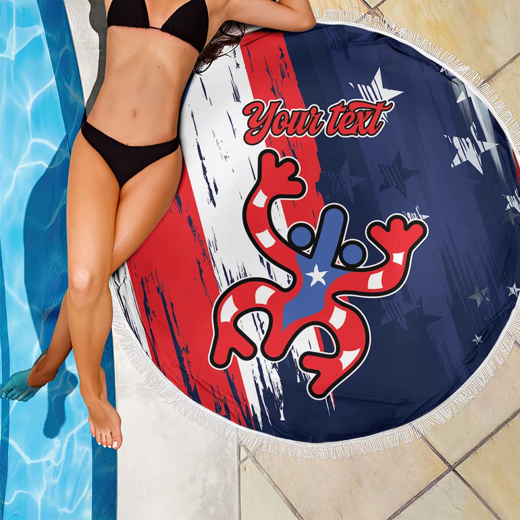 Personalized Puerto Rico American Beach Blanket Boricua Taino Frog