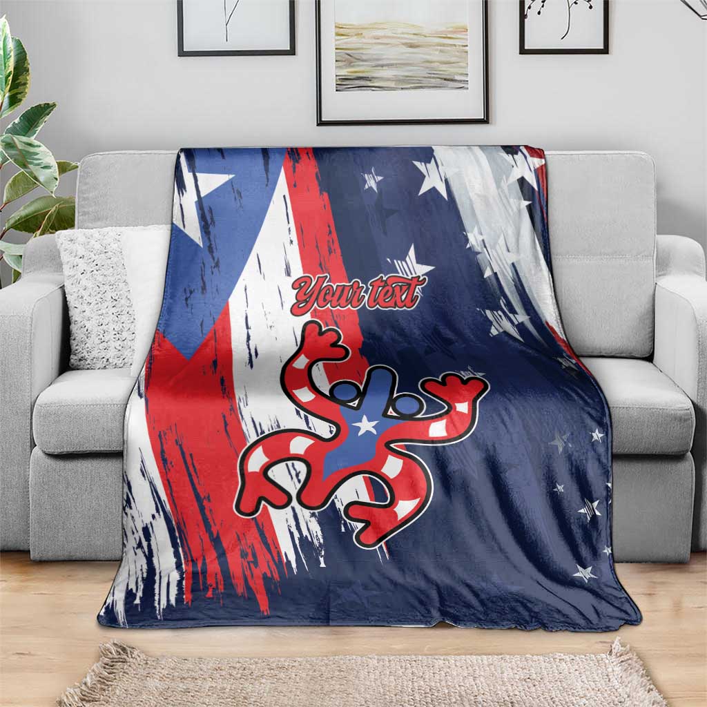 Personalized Puerto Rico American Blanket Boricua Taino Frog