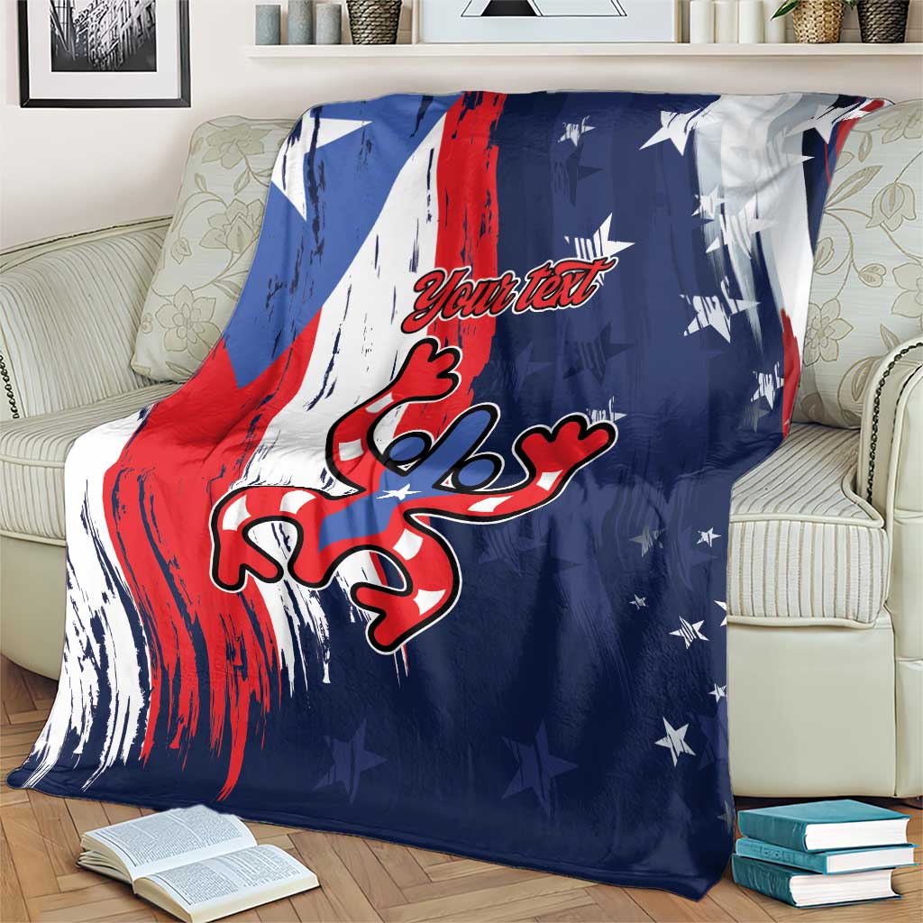 Personalized Puerto Rico American Blanket Boricua Taino Frog