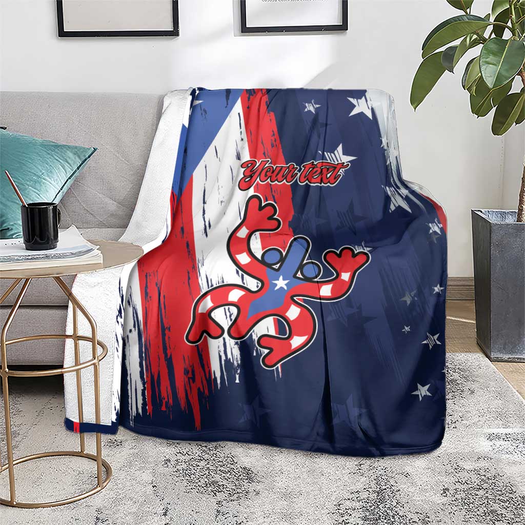Personalized Puerto Rico American Blanket Boricua Taino Frog