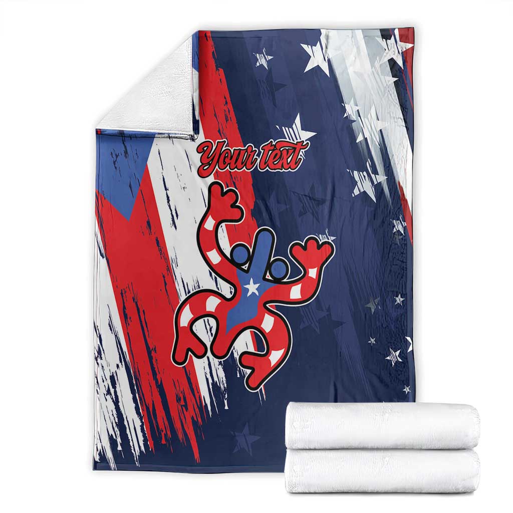 Personalized Puerto Rico American Blanket Boricua Taino Frog