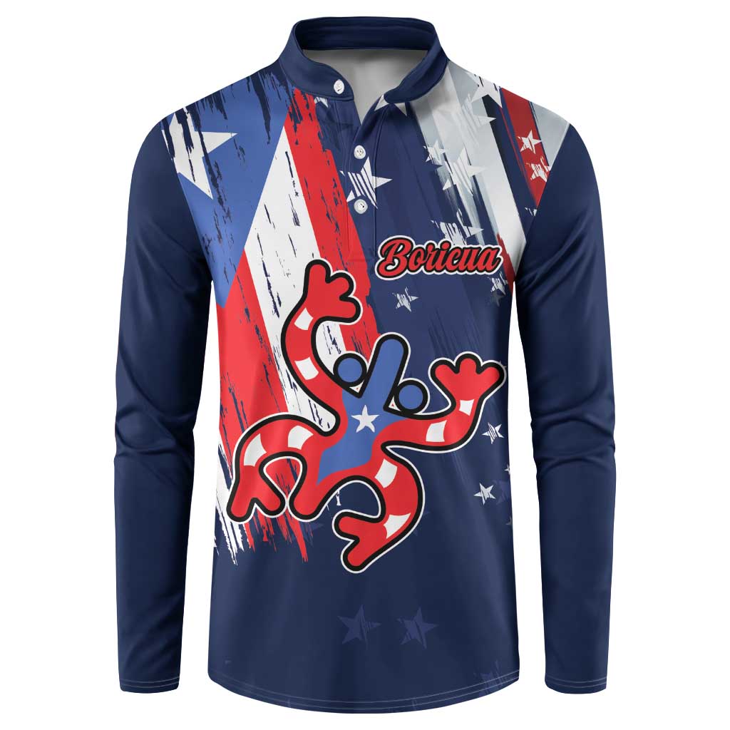 Personalized Puerto Rico American Button Sweatshirt Boricua Taino Frog