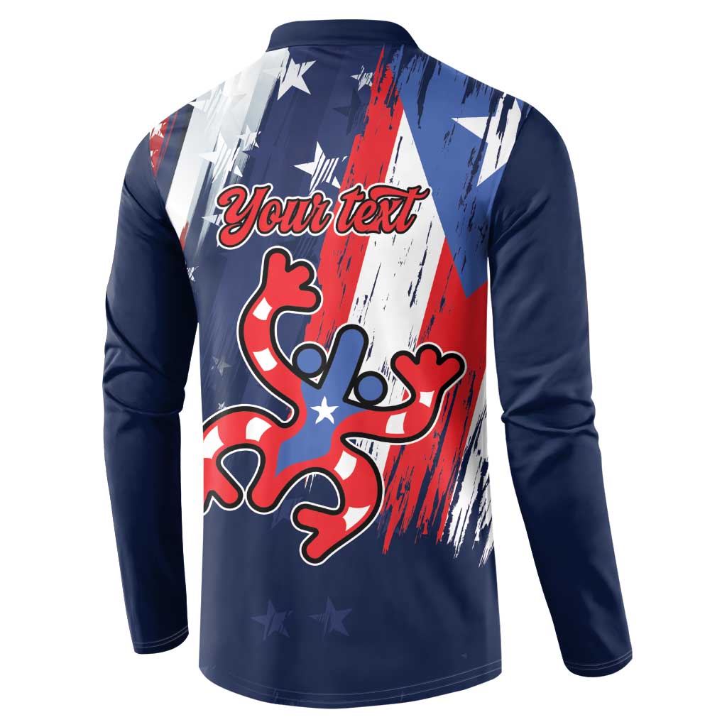 Personalized Puerto Rico American Button Sweatshirt Boricua Taino Frog