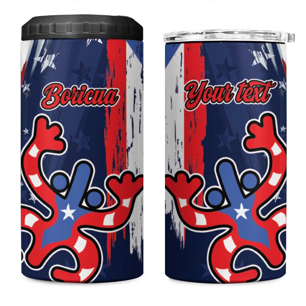 Personalized Puerto Rico American 4 in 1 Can Cooler Tumbler Boricua Taino Frog