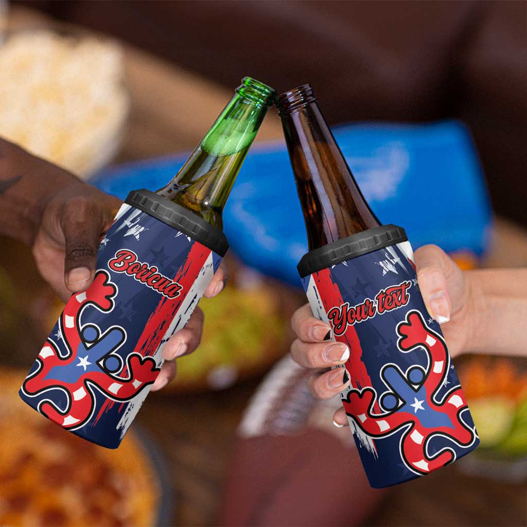 Personalized Puerto Rico American 4 in 1 Can Cooler Tumbler Boricua Taino Frog