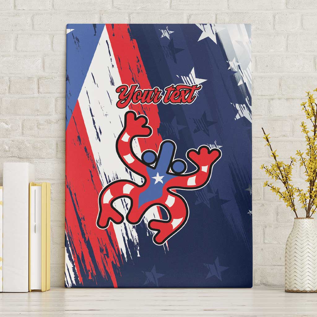 Personalized Puerto Rico American Canvas Wall Art Boricua Taino Frog