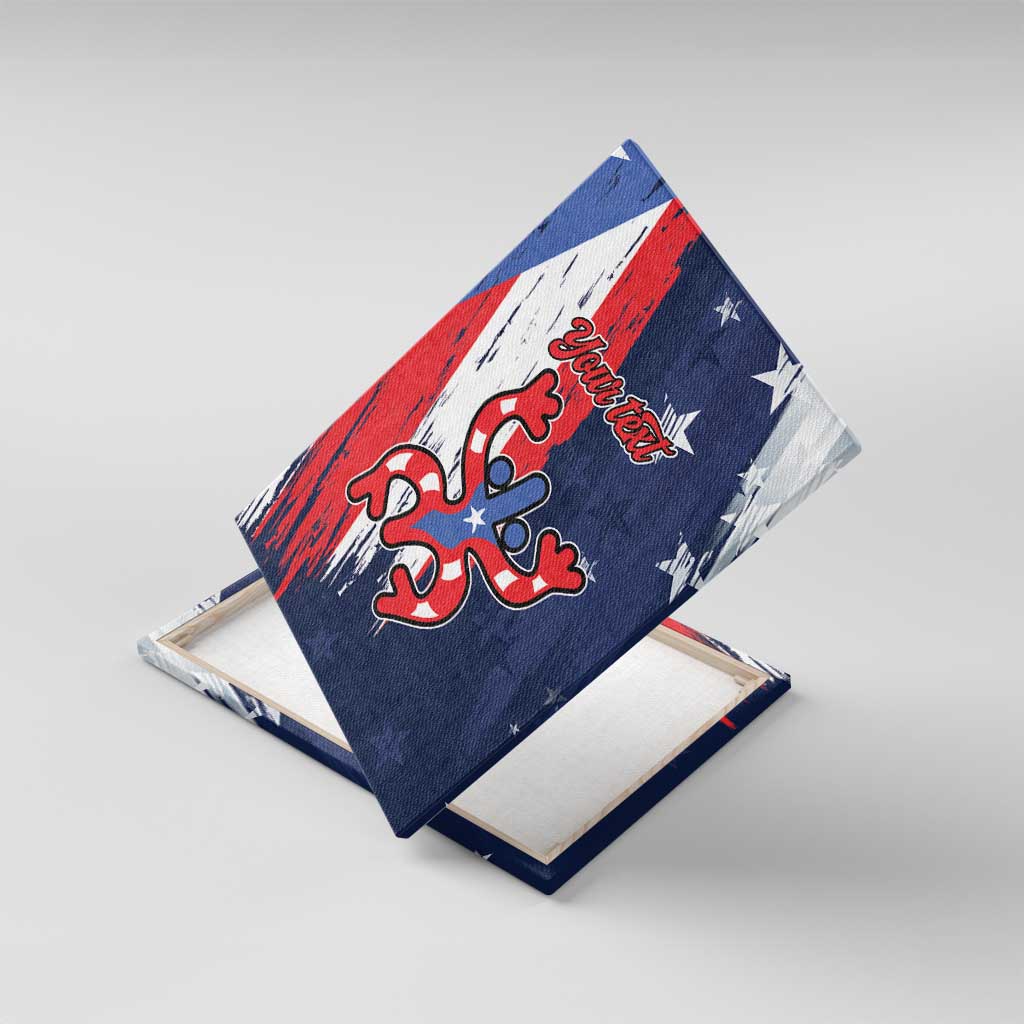 Personalized Puerto Rico American Canvas Wall Art Boricua Taino Frog