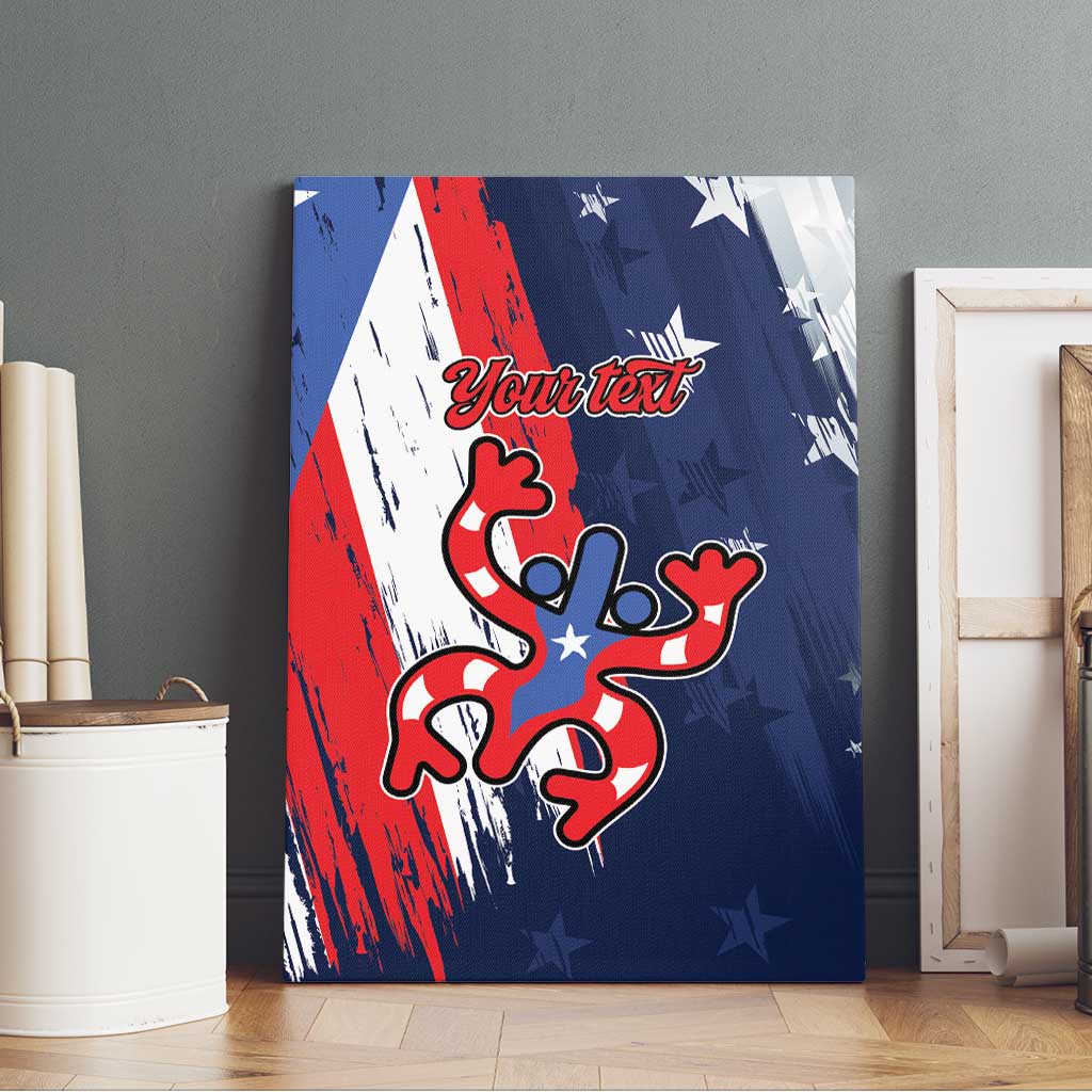 Personalized Puerto Rico American Canvas Wall Art Boricua Taino Frog