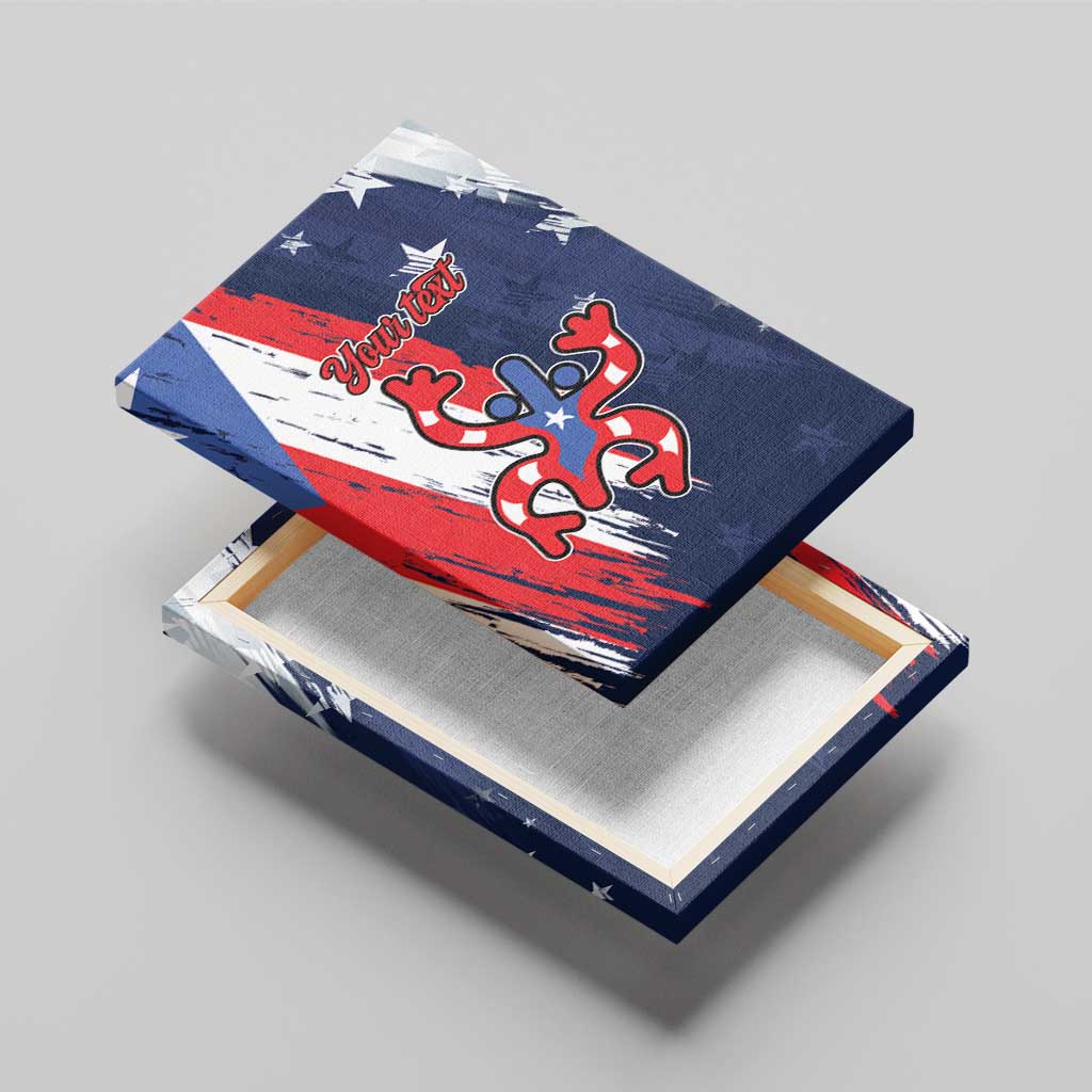 Personalized Puerto Rico American Canvas Wall Art Boricua Taino Frog
