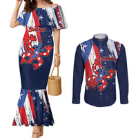 Personalized Puerto Rico American Couples Matching Mermaid Dress and Long Sleeve Button Shirt Boricua Taino Frog