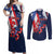Personalized Puerto Rico American Couples Matching Off Shoulder Maxi Dress and Long Sleeve Button Shirt Boricua Taino Frog