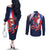 Personalized Puerto Rico American Couples Matching Off The Shoulder Long Sleeve Dress and Long Sleeve Button Shirt Boricua Taino Frog