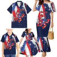 Personalized Puerto Rico American Family Matching Mermaid Dress and Hawaiian Shirt Boricua Taino Frog