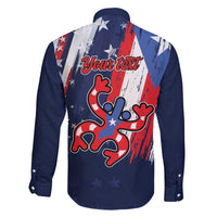 Personalized Puerto Rico American Family Matching Off The Shoulder Long Sleeve Dress and Hawaiian Shirt Boricua Taino Frog