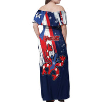 Personalized Puerto Rico American Family Matching Off Shoulder Maxi Dress and Hawaiian Shirt Boricua Taino Frog