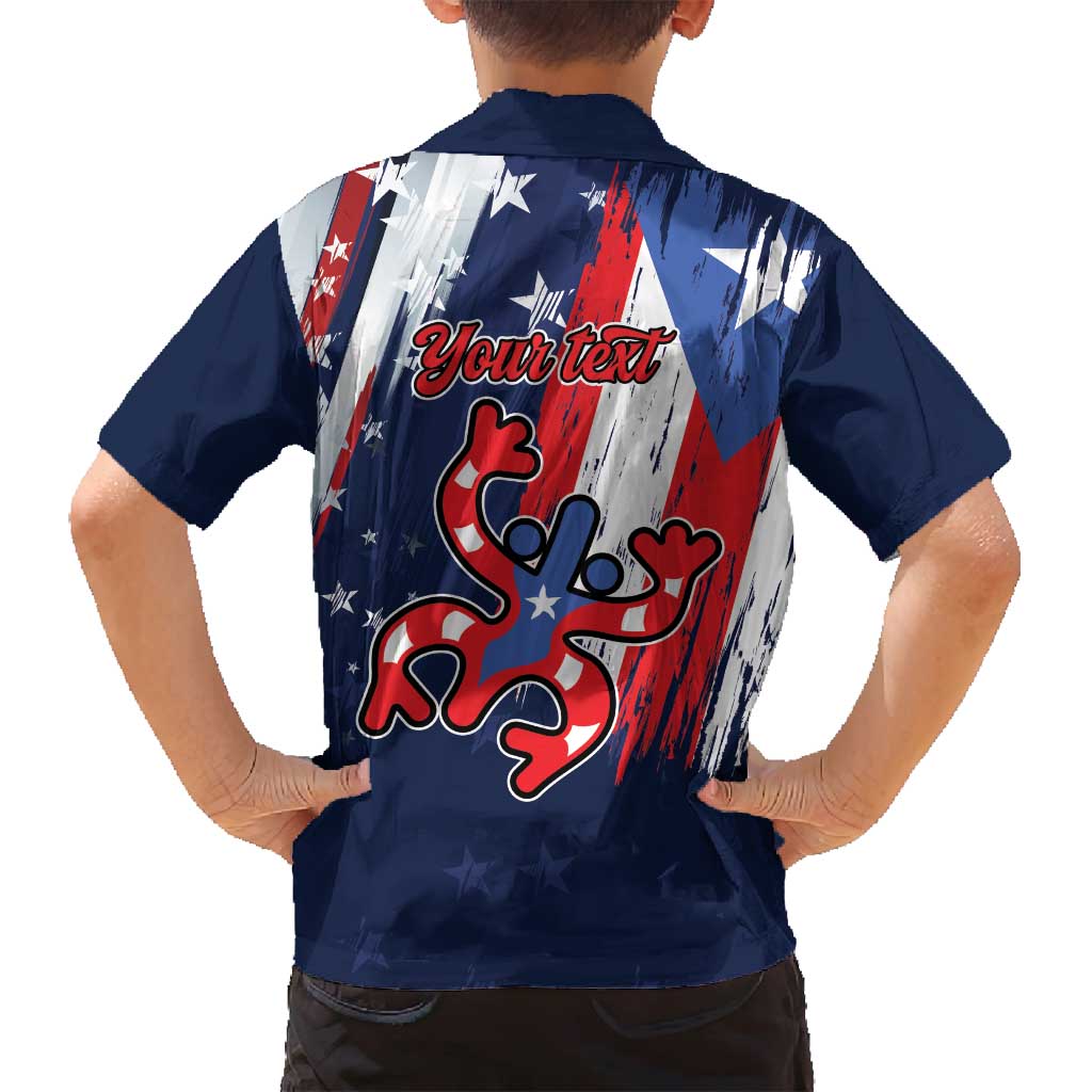 Personalized Puerto Rico American Family Matching Off Shoulder Short Dress and Hawaiian Shirt Boricua Taino Frog