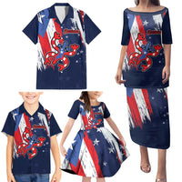 Personalized Puerto Rico American Family Matching Puletasi and Hawaiian Shirt Boricua Taino Frog