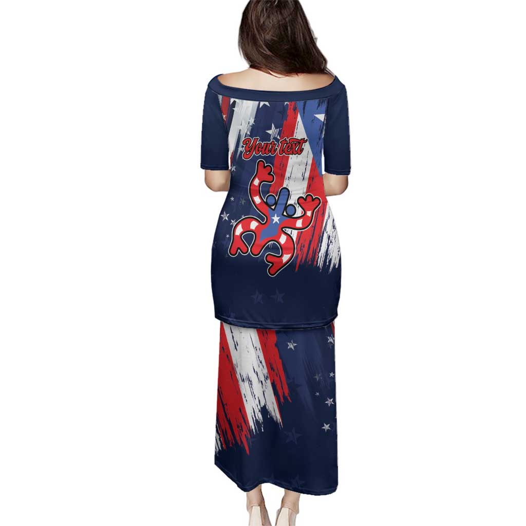 Personalized Puerto Rico American Family Matching Puletasi and Hawaiian Shirt Boricua Taino Frog