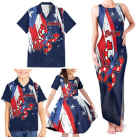 Personalized Puerto Rico American Family Matching Tank Maxi Dress and Hawaiian Shirt Boricua Taino Frog